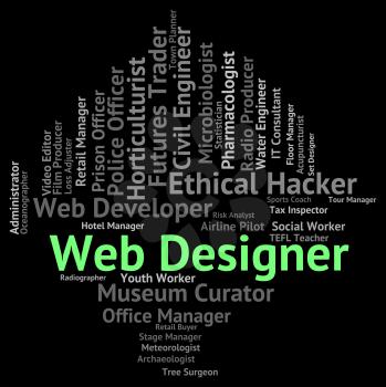 Web Designer Showing Employee Word And Internet