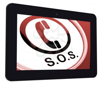 SOS Tablet Showing Call For Urgent Help