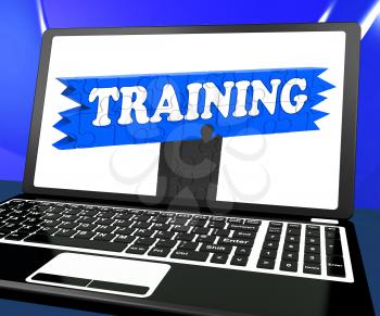 Training On Laptop Shows Coaching And Online Lessons
