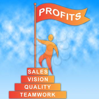 Profits Flag Representing Revenue Earns And Investment