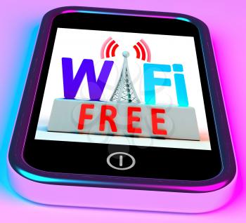 Wifi Free On Smartphone Showing Wireless Free Internet And Networking