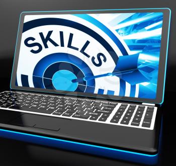 Skills On Laptop Shows Great Abilities And Talents