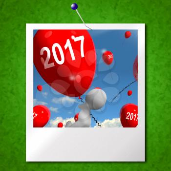 Two Thousand Seventeen on Balloons Photo Showing Year 2017
