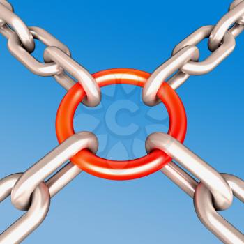 Red Chain Link Showing Strength Security Safety and Togetherness