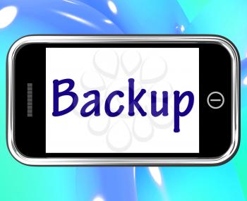 Backup Smartphone Showing Data Copying Or Backing Up