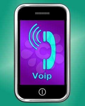 Voip On Phone Showing Voice Over Internet Protocol Or Ip Telephony