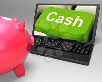 Cash Key Showing Online Finances Earnings And Savings