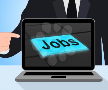 Jobs Button Displaying Hiring Recruitment Online Hire Job