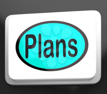 Plans Button Showing Objectives Planning And Organizing