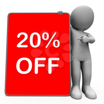 Twenty Percent Off Tablet Character Meaning 20% Reduction Or Sale Online