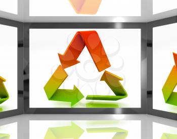 Recycle Icon On Screen Shows Environment Conservation And Renewable Energies