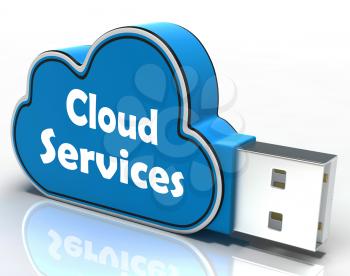 Cloud Services Cloud Pen drive Showing Online Computing Services Or Assistance