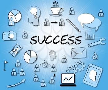 Success Icons Indicating Winning Progress And Successful