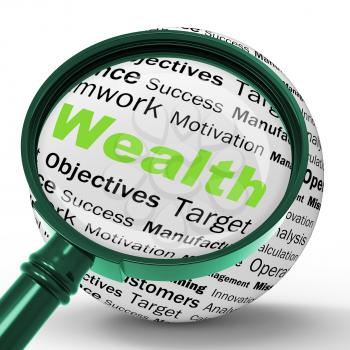 Wealth Magnifier Definition Showing Fortune Savings Or Accounting Treasure