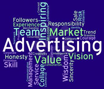 Wordcloud Advertising Indicating Ads Promotional And Promoting 