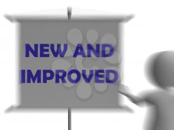 New And Improve Board Displaying Innovation Upgrade And Improvement