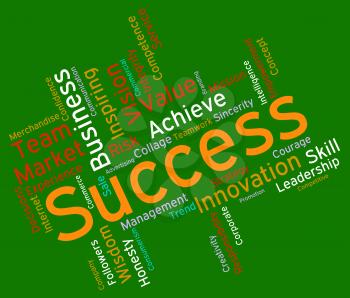 Success Words Indicating Winning Victor And Successful 