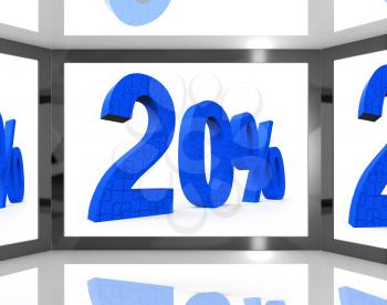 20% On Screen Showing Twenty Percent Off And Price Deals
