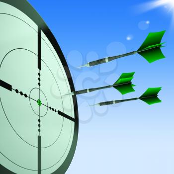 Arrows Aiming Target Shows Hitting Goals And Objectives