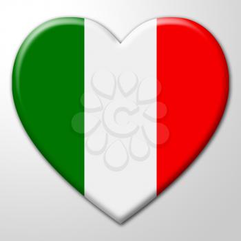 Italy Heart Representing Valentine Day And Affection