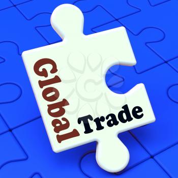 Global Trade Puzzle Showing Multinational Worldwide International Business