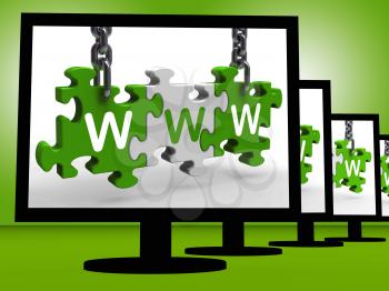 WWW On Monitors Shows Internet Access Or Website Address
