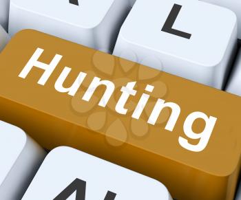 Hunting Key On Keyboard Meaning Exploration Seeking Or Searching
