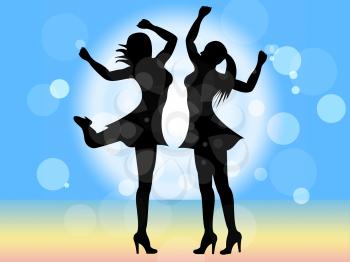 Women Dancing Representing Disco Music And Person