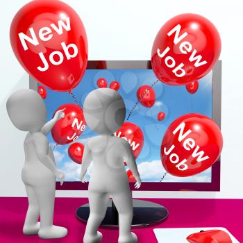 New Job Balloons Showing Online Congratulations for New Jobs