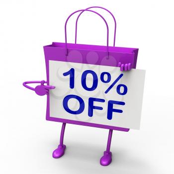 Ten Percent Reduced On Shopping Bags Shows 10 Promotions
