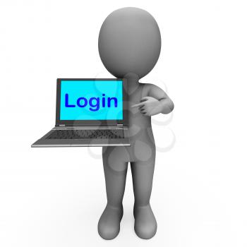 Login Character Computer Showing Website Sign In Security