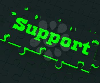 Support Glowing Puzzle Shows Customer Support And Information
