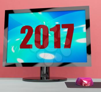 Two Thousand And Seventeen On Monitor Showing Year 2017