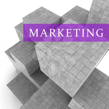 Marketing Blocks Meaning Sales Promotion And Ecommerce 3d Rendering