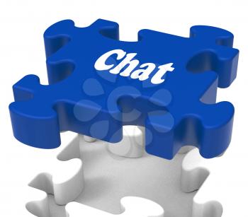 Chat Jigsaw Showing Talking Chatting Typing Or Texting