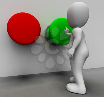 Pushing Green Button Shows Starting Or Choosing