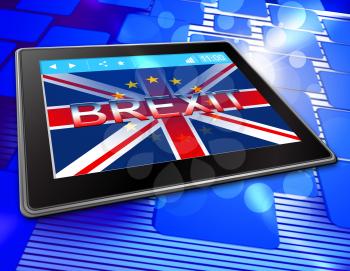 Brexit Tablet Showing Britain Remain Online And Kingdom