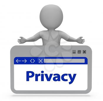 Privacy Webpage Showing Private Confidentially 3d Rendering
