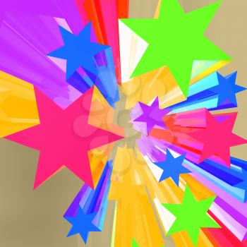 Abstract Bursting Stars Background As Multicolored Dramatic Backdrop
