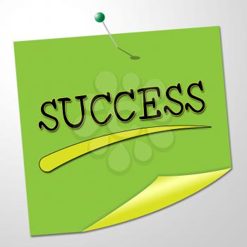 Success Note Indicating Victory Signboard And Winning