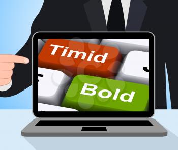Timid Bold Computer Showing Shy Or Outspoken