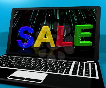 Sale Message On Laptop Showing Online Discounts 
