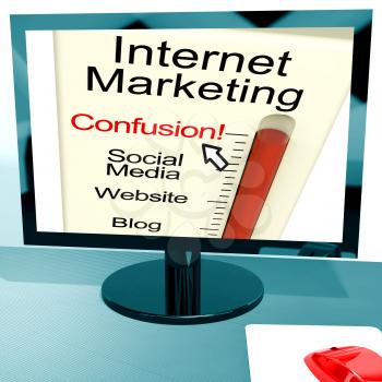 Internet Marketing Confusion Showing Online SEO Strategy