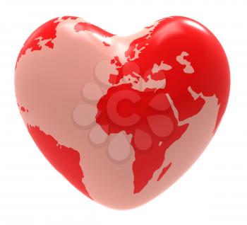 Heart Globe Representing Valentine's Day And Globally