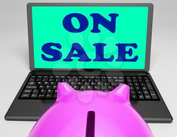 On Sale Laptop Showing Internet Discounts And Specials