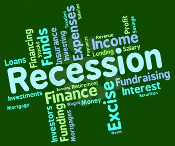 Recession Word Showing Financial Crisis And Words 