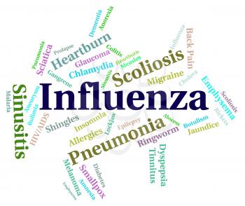 Influenza Word Representing Ill Health And Fever