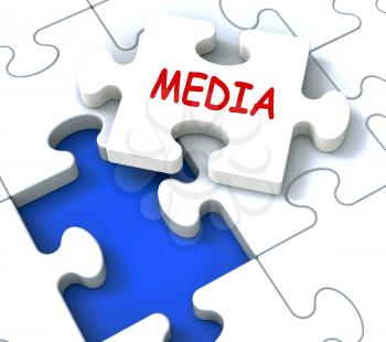 Media Jigsaw Showing News Multimedia Newspapers Radio Or Tv