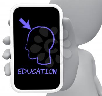 Eduction Online Meaning Mobile Phone And Development 3d Rendering