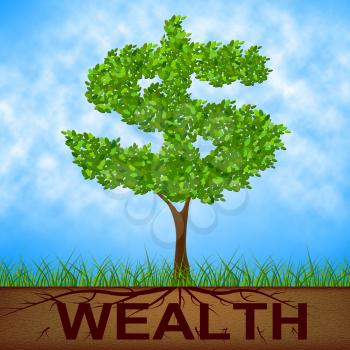 Wealth Tree Representing Banking Dollars And Nature